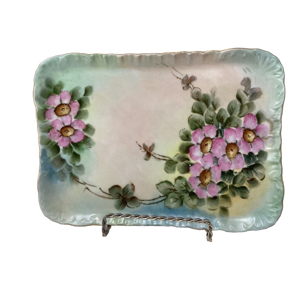 Limoges Small Trinket Vanity Dish Flowers W G & Co William Guerin 8.25"